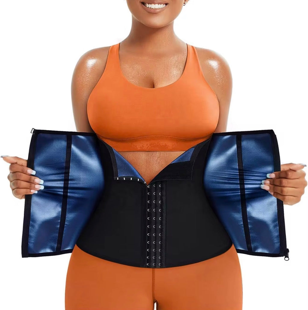 Wonder Waist Sweat Waist Belt – 3-Row Hook & Zipper Sauna