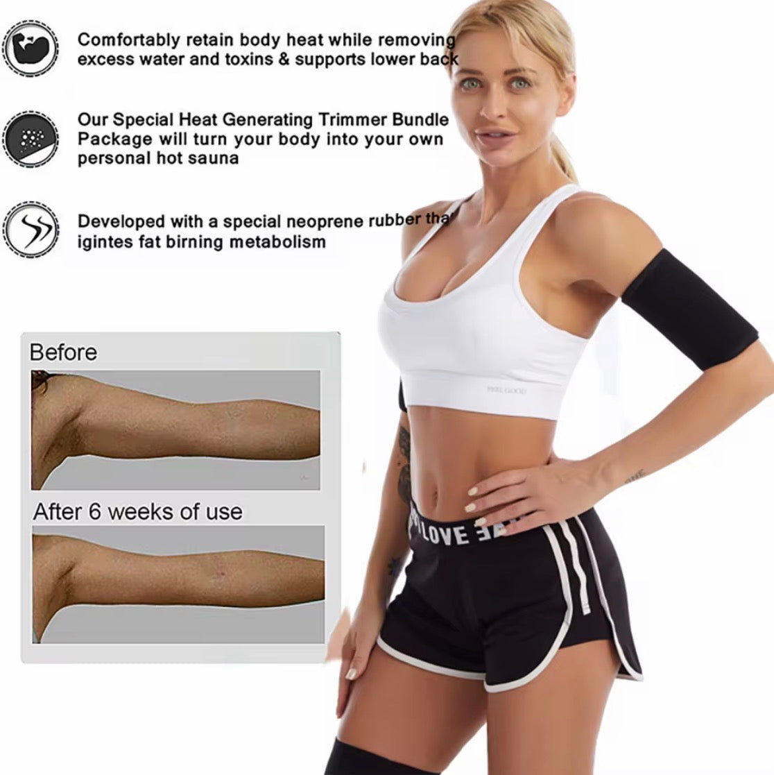 Wonder Waist™ Arm Shapers – Compression Sauna Arm Sleeves